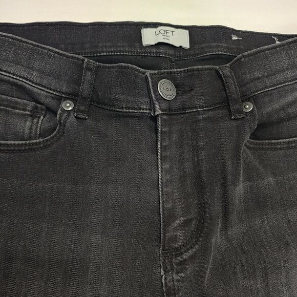 Loft Women's - Size 8P frayed demi boot leg jeans Dark Gray/Black - Picture 9 of 10